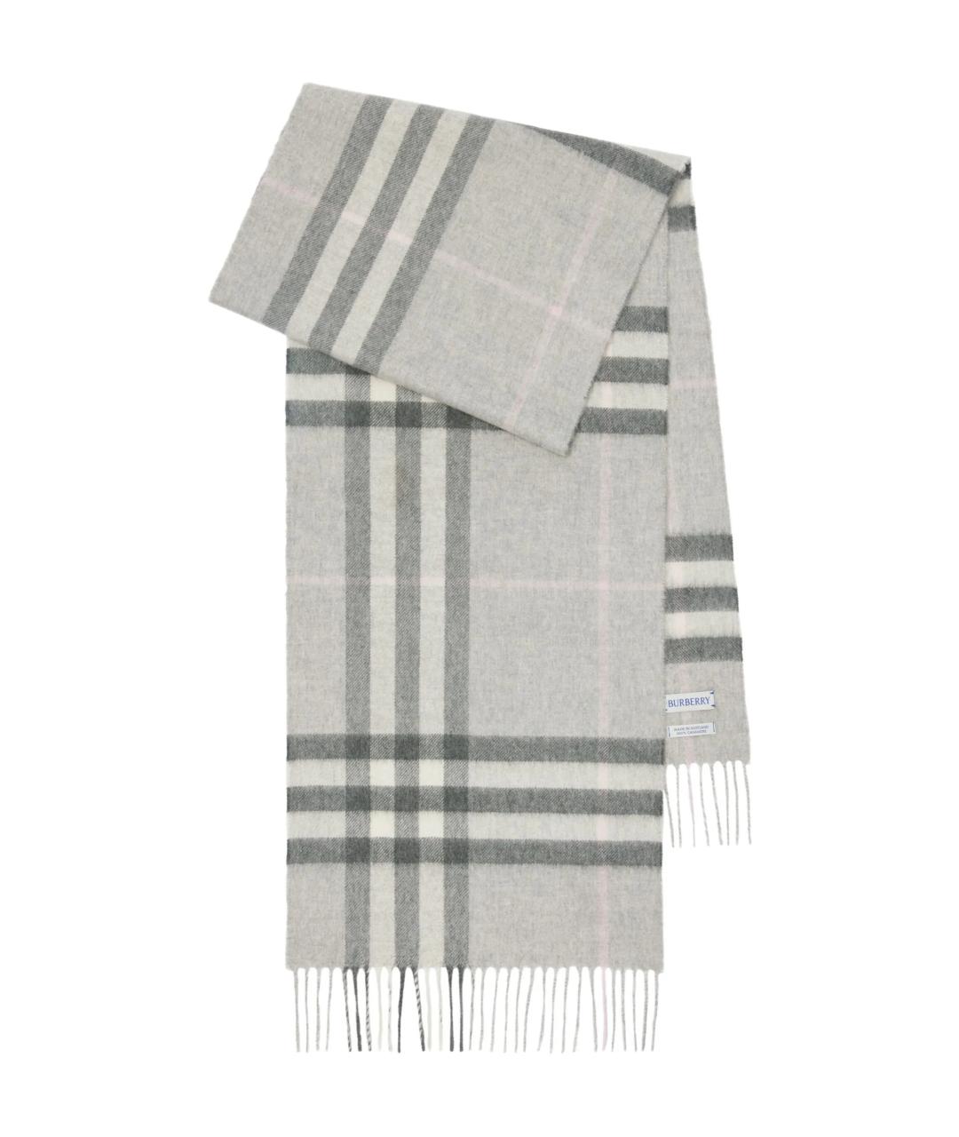 BURBERRY Серый кашемировый шарф, фото 1