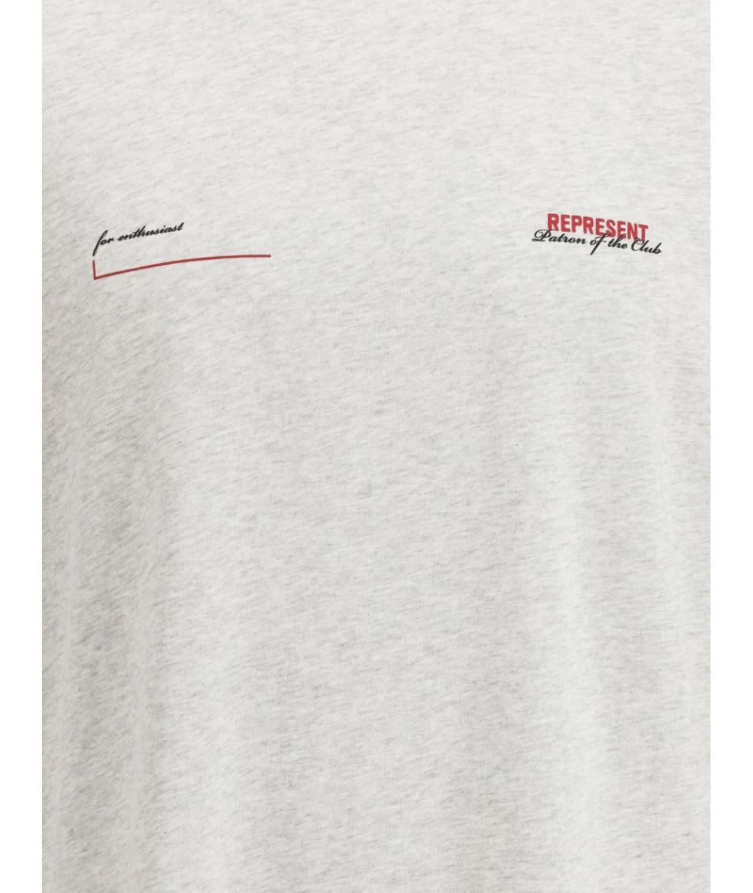 REPRESENT Серая хлопковая футболка, фото 2