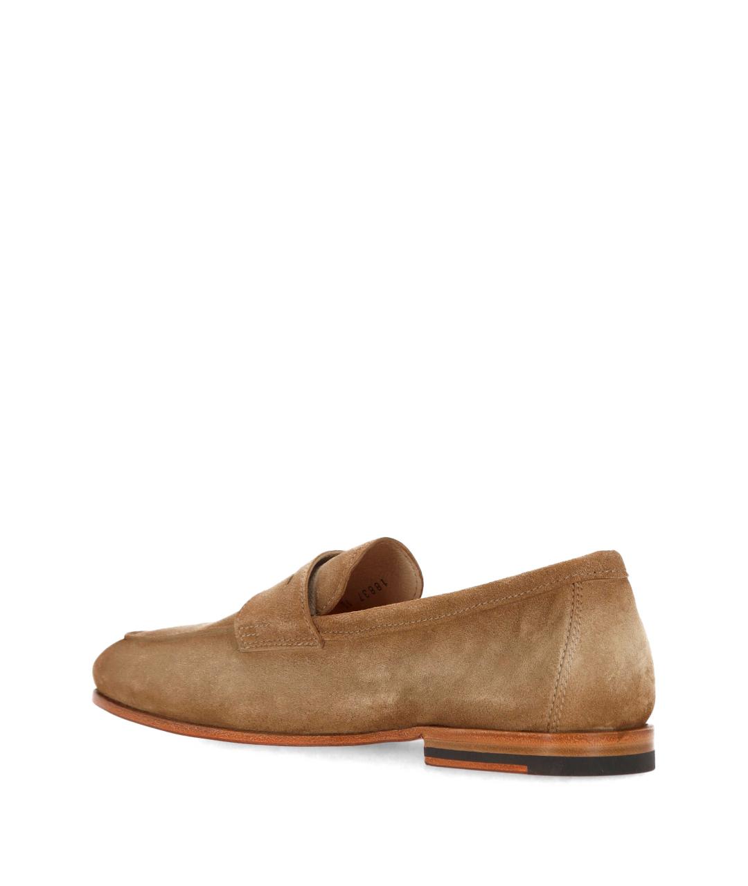 SANTONI Бежевые замшевые лоферы, фото 3