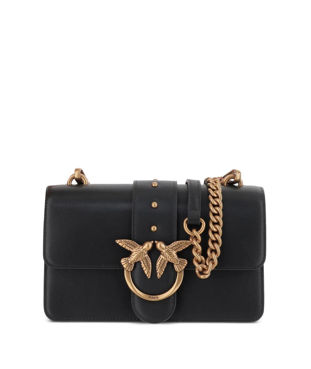 PINKO Черная кожаная сумка через плечо, фото 1