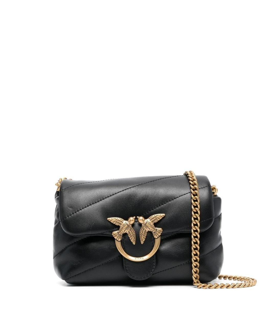 PINKO Черная кожаная сумка через плечо, фото 1