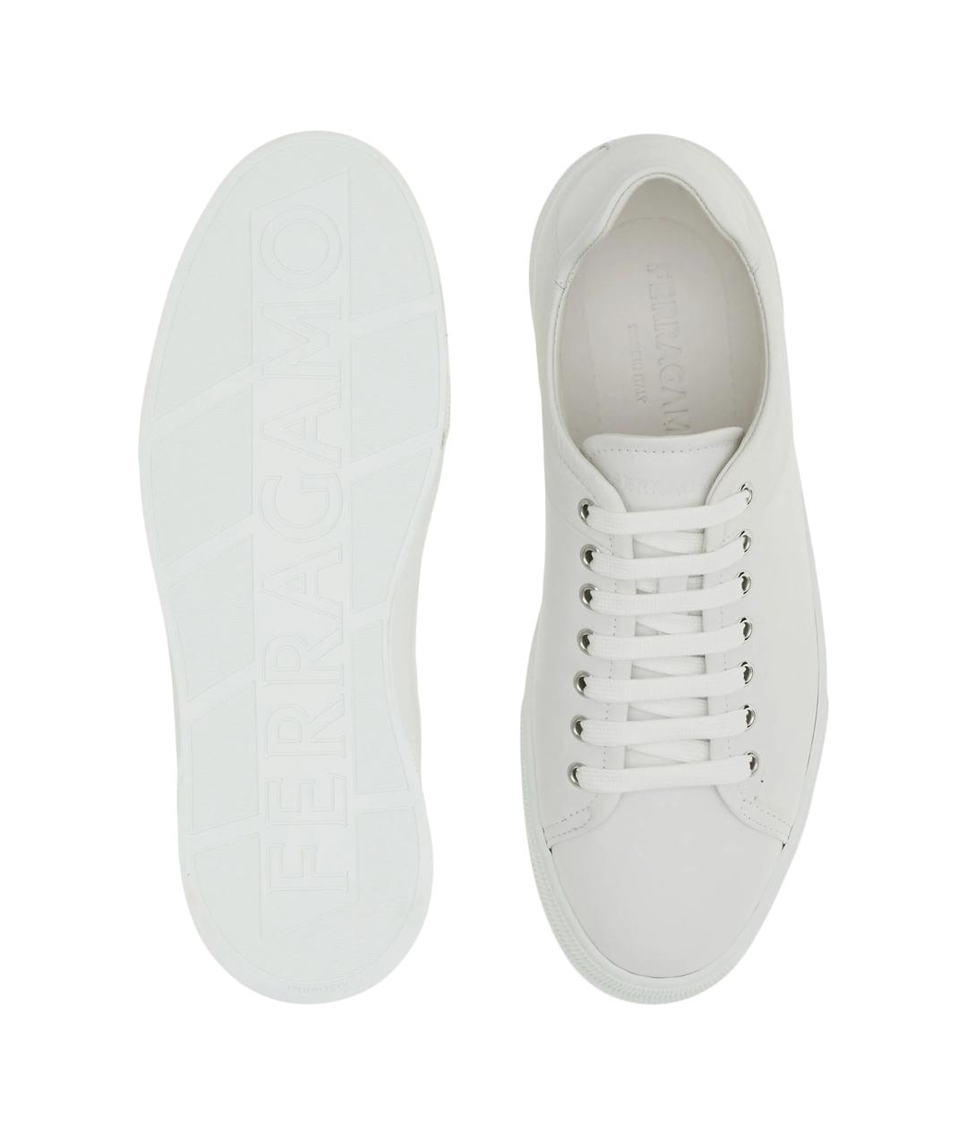 FERRAGAMO Белые кожаные низкие кроссовки / кеды, фото 3