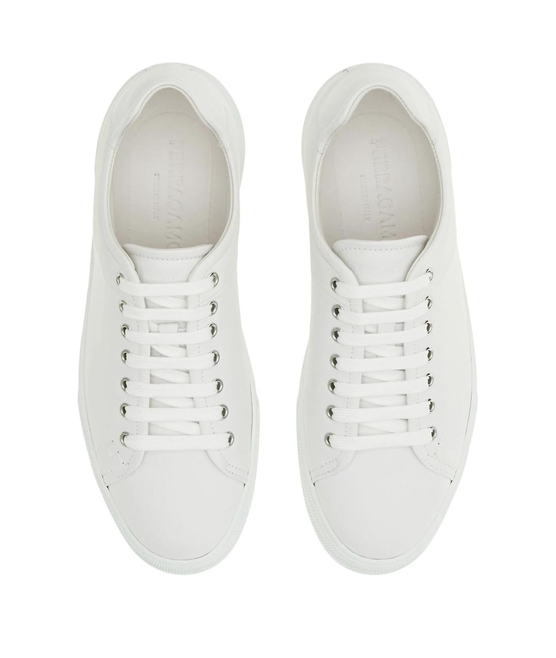 FERRAGAMO Белые кожаные низкие кроссовки / кеды, фото 5