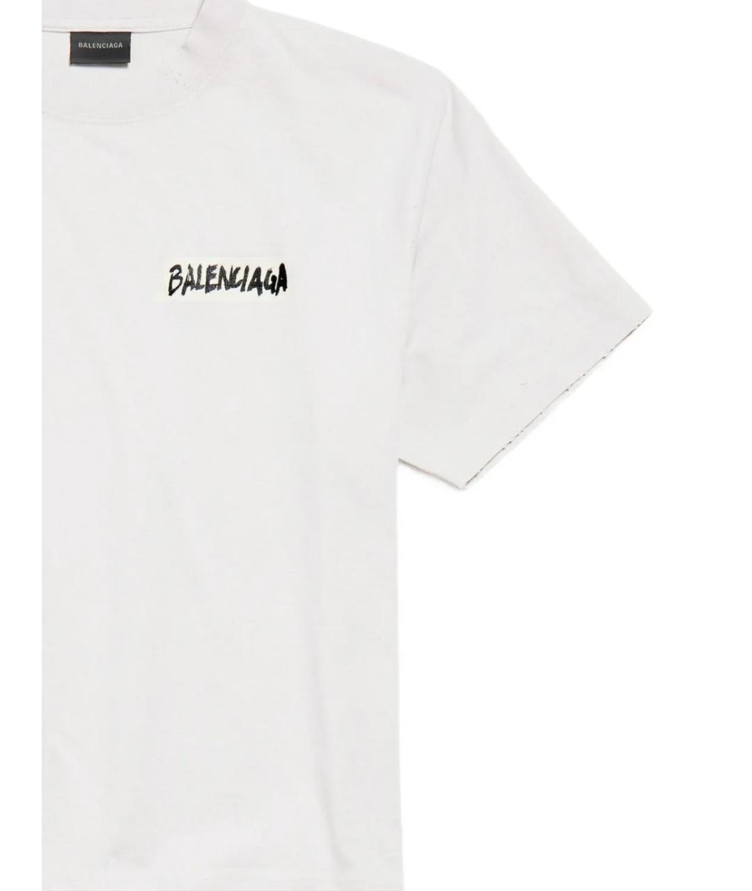 BALENCIAGA Белая хлопковая футболка, фото 2