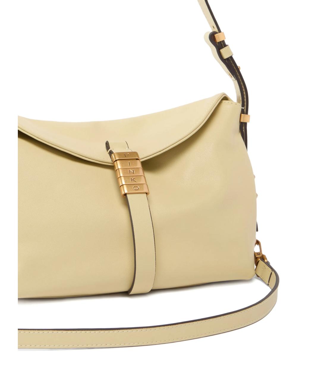 PINKO Бежевая кожаная сумка через плечо, фото 3