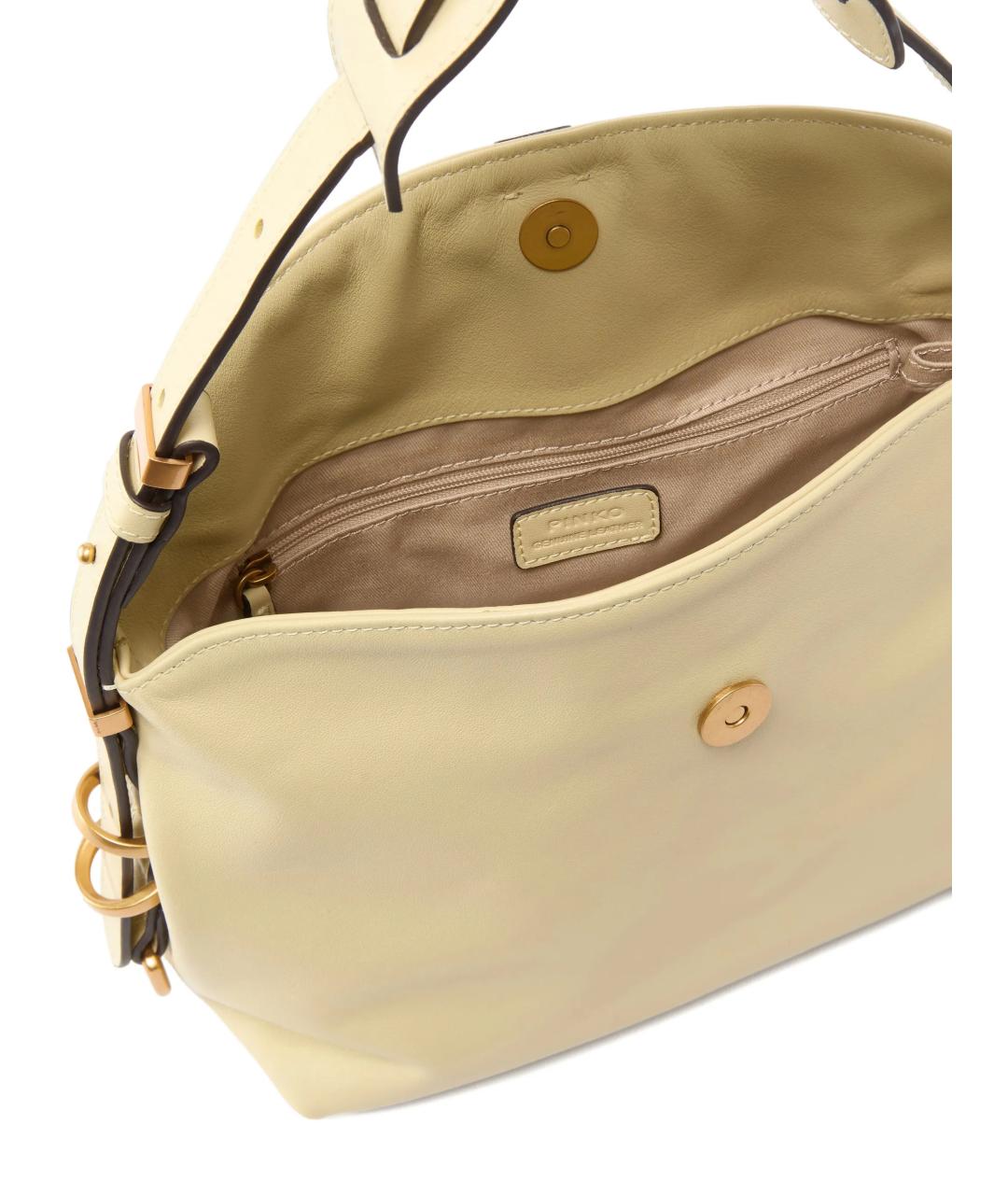 PINKO Бежевая кожаная сумка через плечо, фото 4