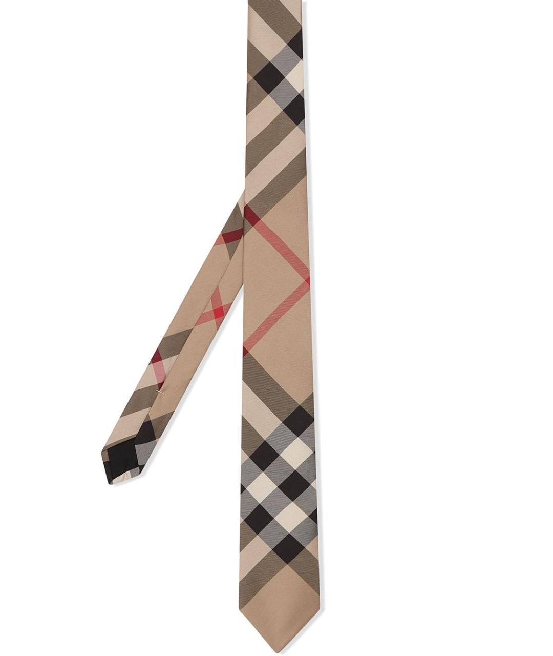 BURBERRY Бежевый шелковый галстук, фото 1