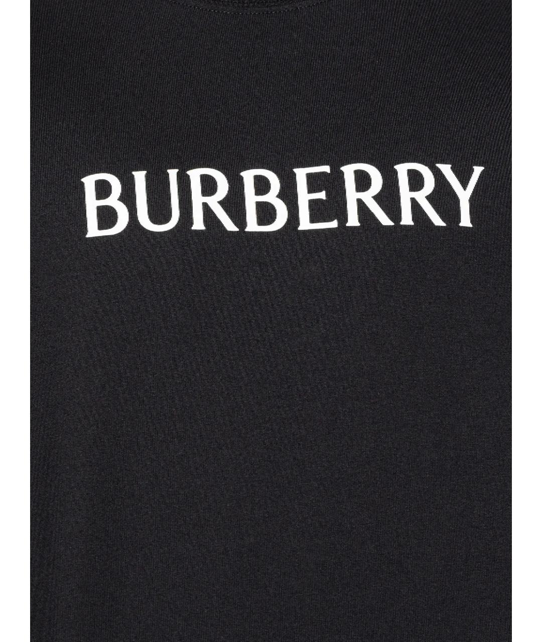 BURBERRY Черная хлопковая футболка, фото 2