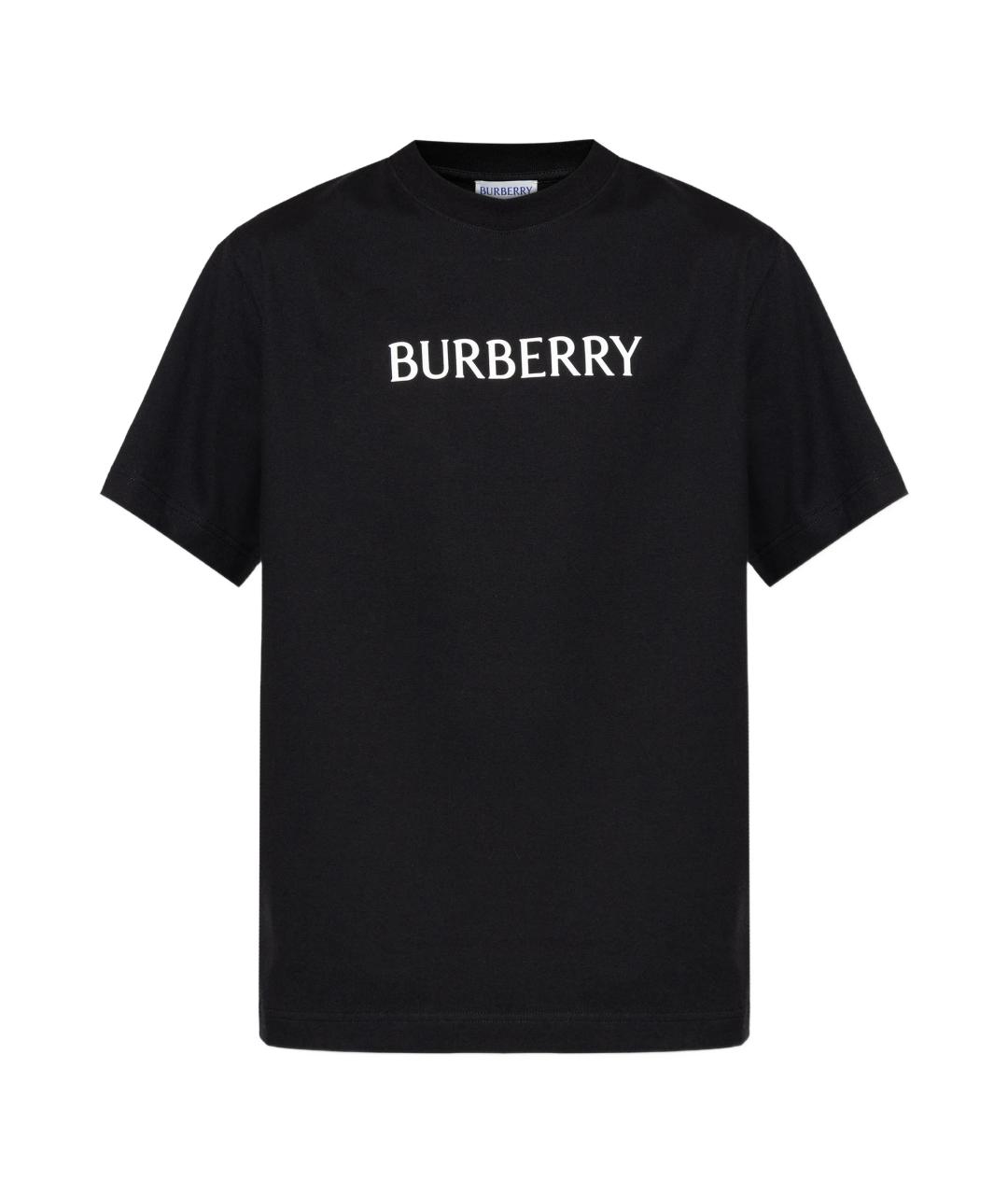 BURBERRY Черная хлопковая футболка, фото 1