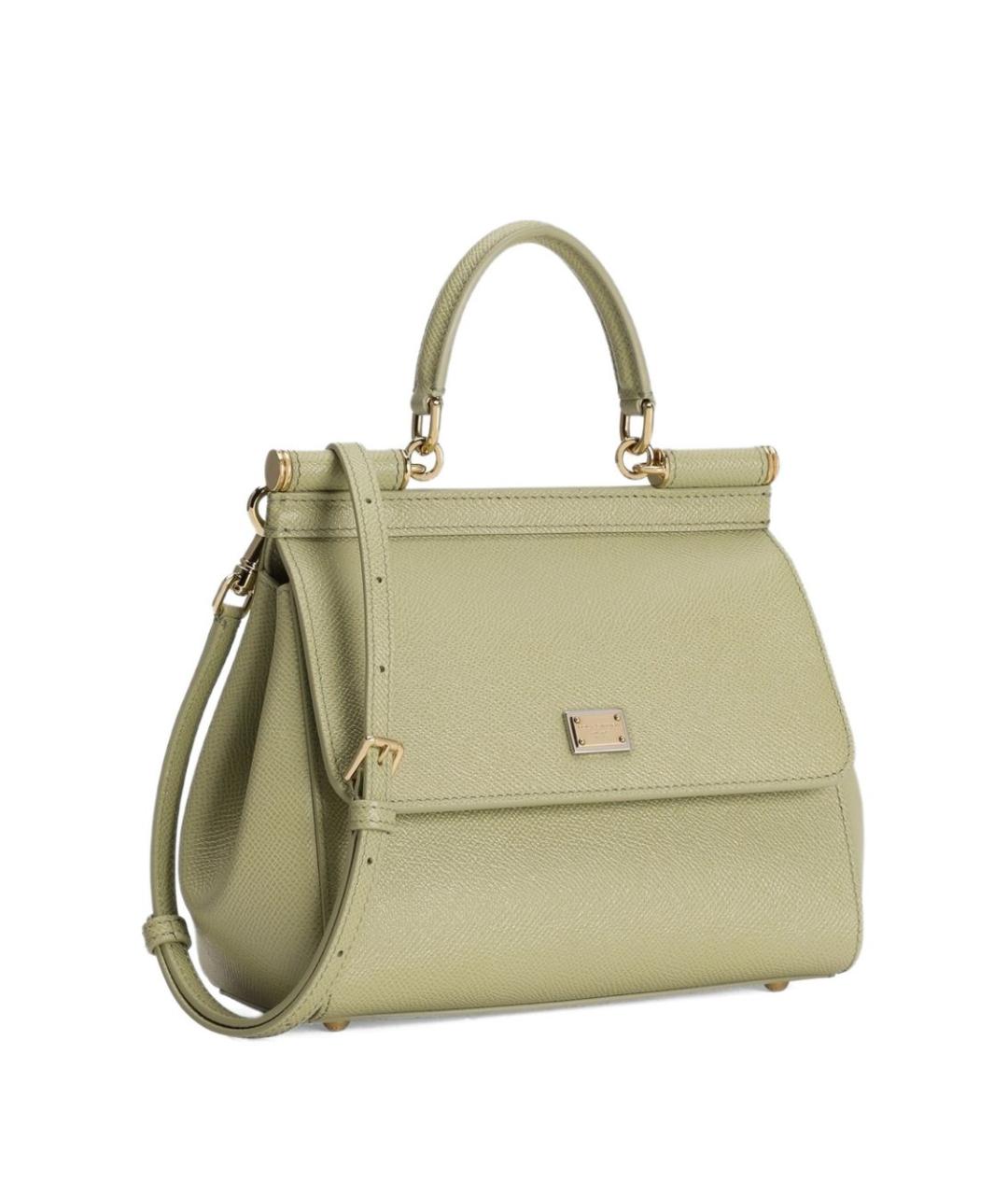 DOLCE&GABBANA Зеленая кожаная сумка с короткими ручками, фото 2