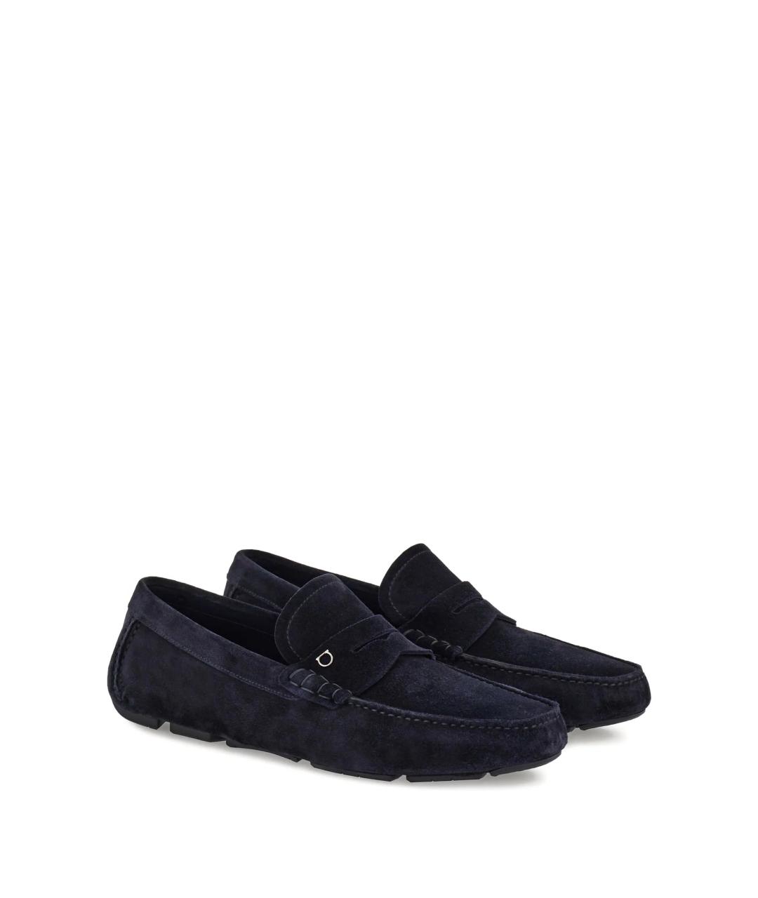 FERRAGAMO Темно-синие замшевые мокасины, фото 2