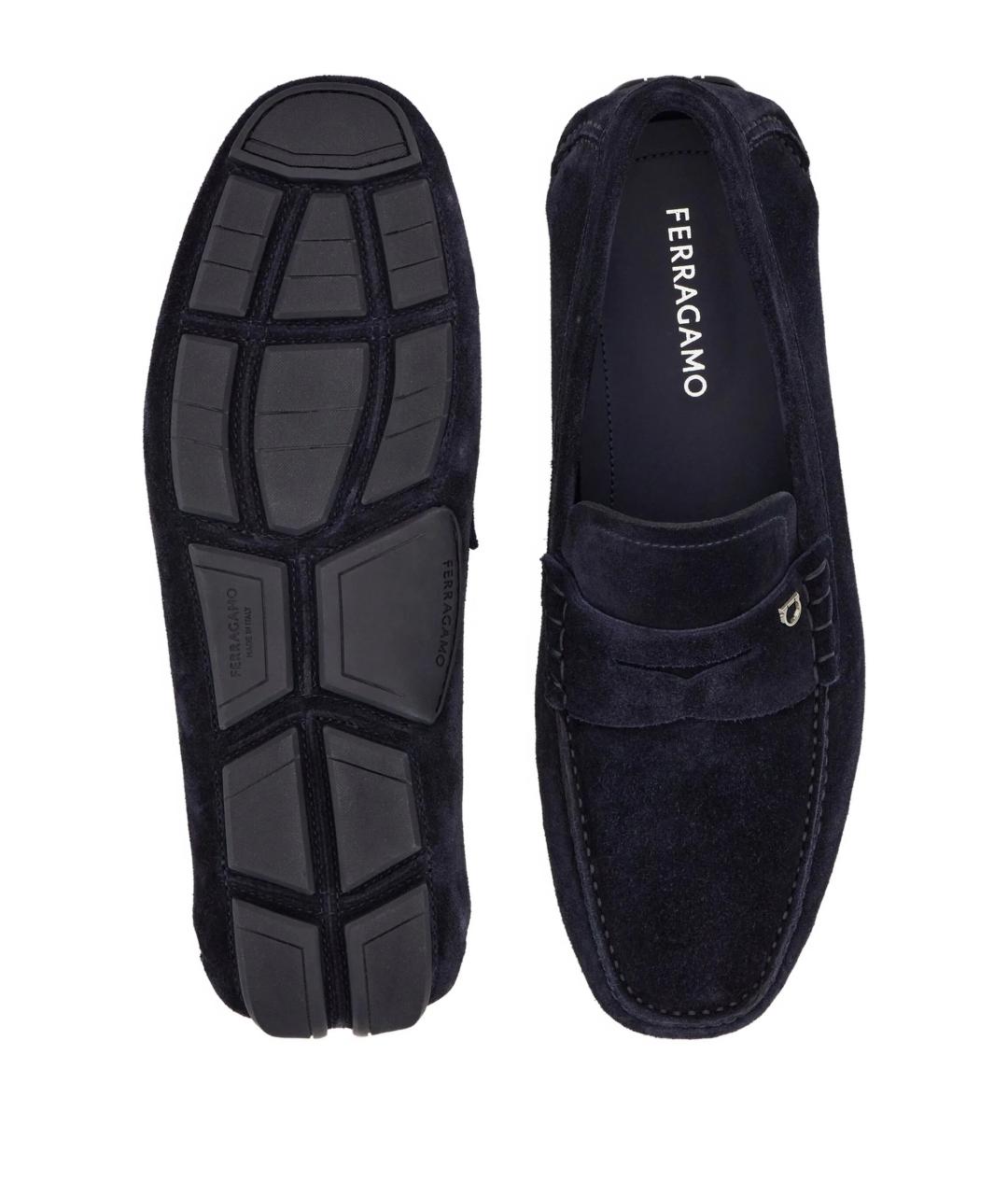 FERRAGAMO Темно-синие замшевые мокасины, фото 5