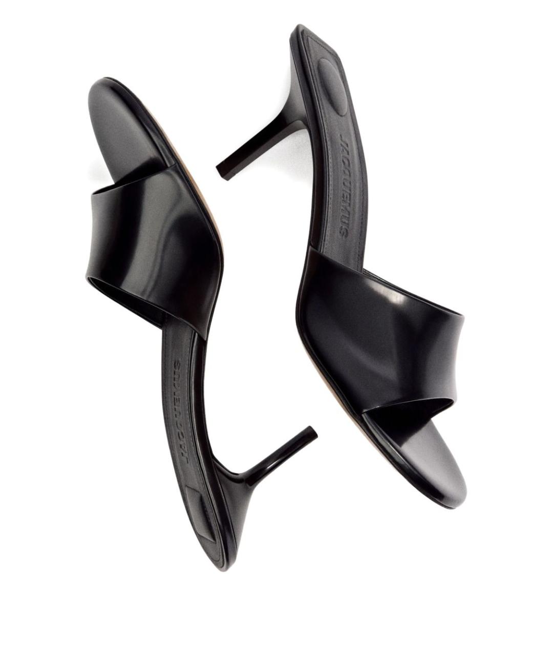 JACQUEMUS Черные кожаные мюли, фото 4