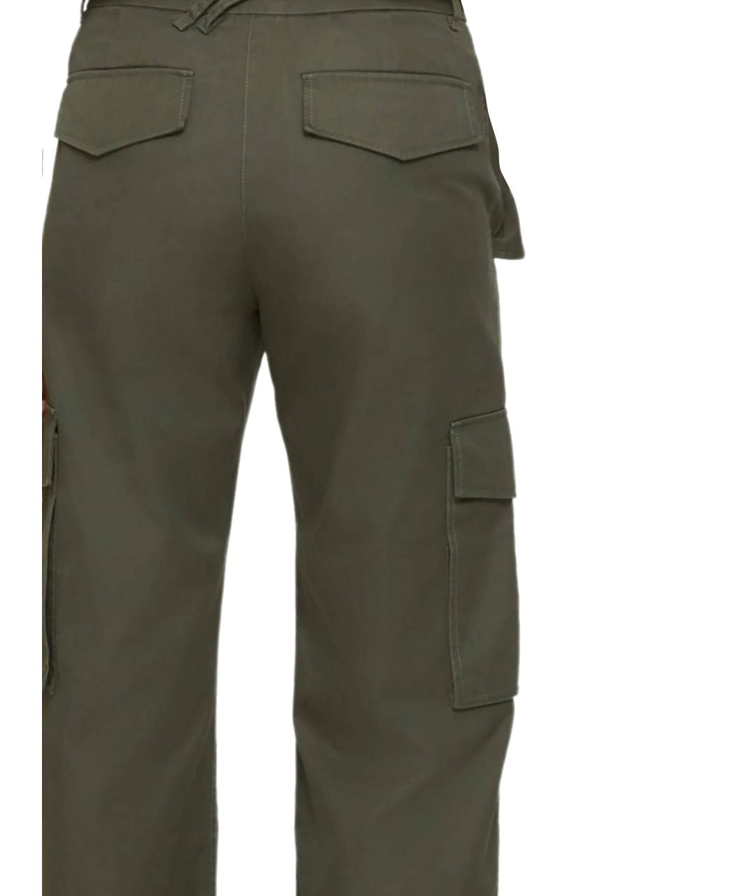 BURBERRY Зеленые хлопковые прямые брюки, фото 3