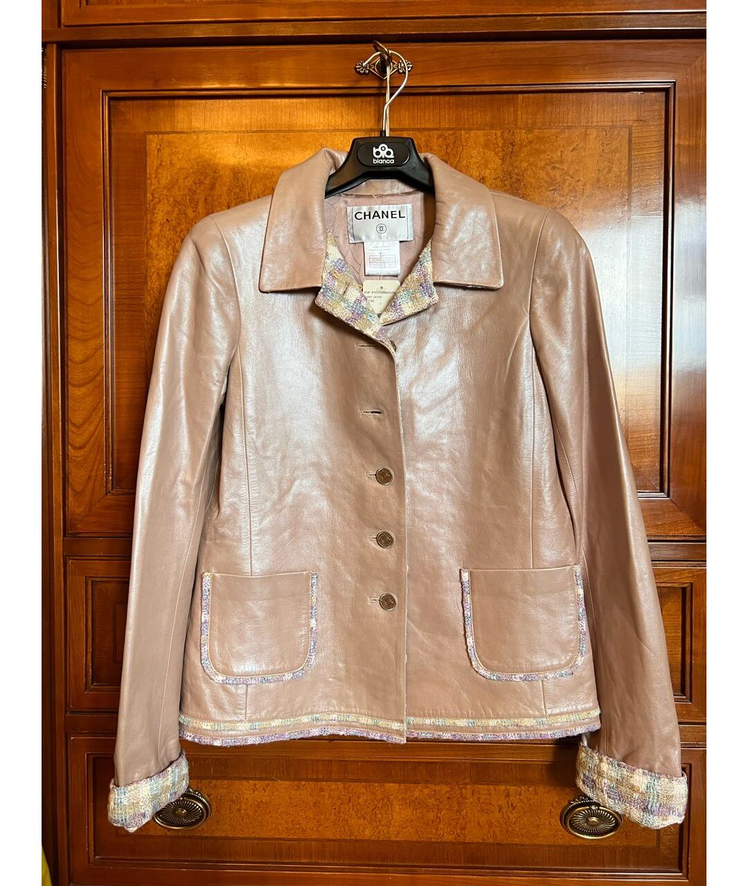 CHANEL PRE-OWNED Бежевый кожаный жакет/пиджак, фото 8
