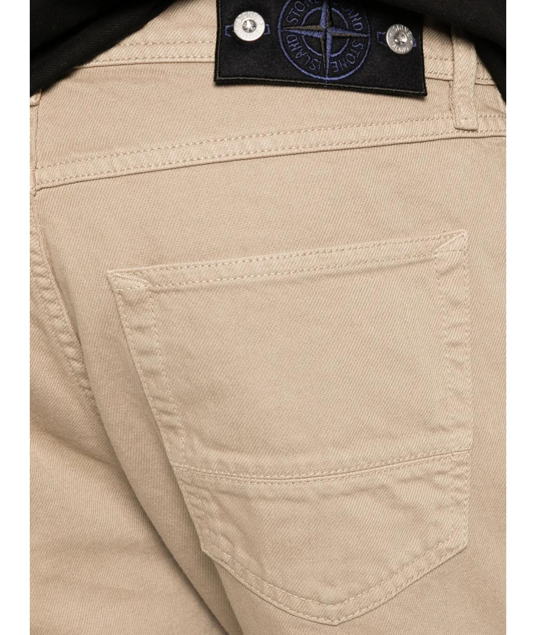 STONE ISLAND Бежевые хлопковые прямые джинсы, фото 3