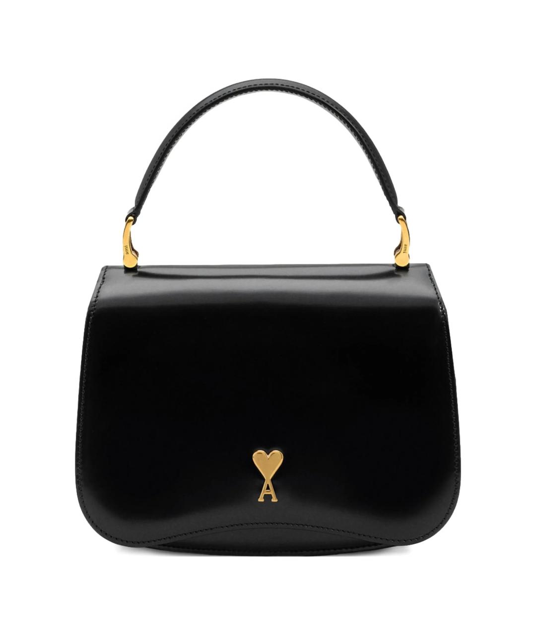 Ami Paris Черная кожаная сумка через плечо, фото 1