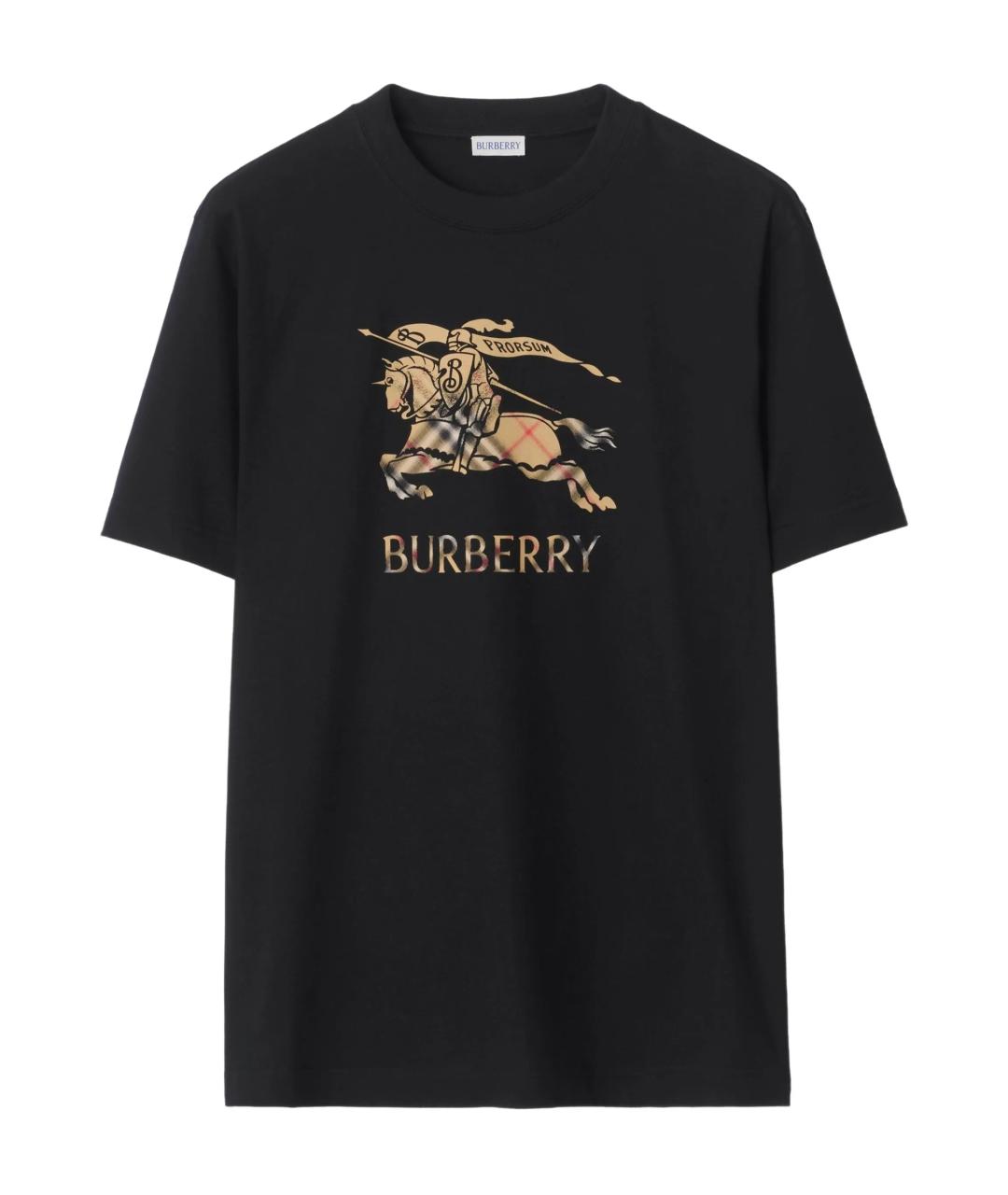 BURBERRY Черная хлопковая футболка, фото 1
