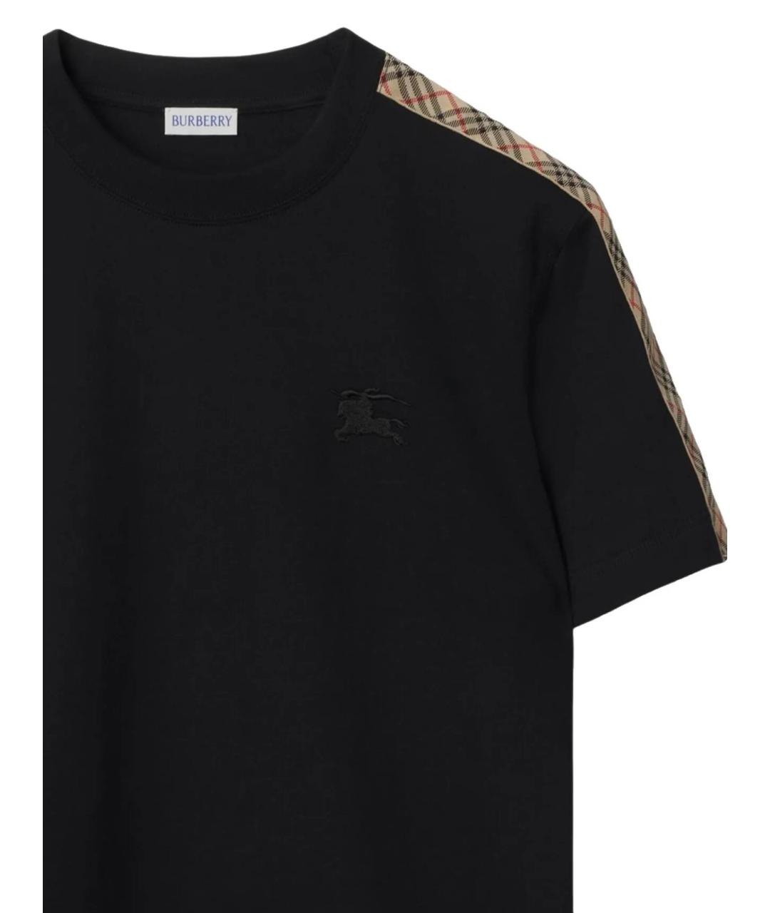 BURBERRY Черная хлопковая футболка, фото 2