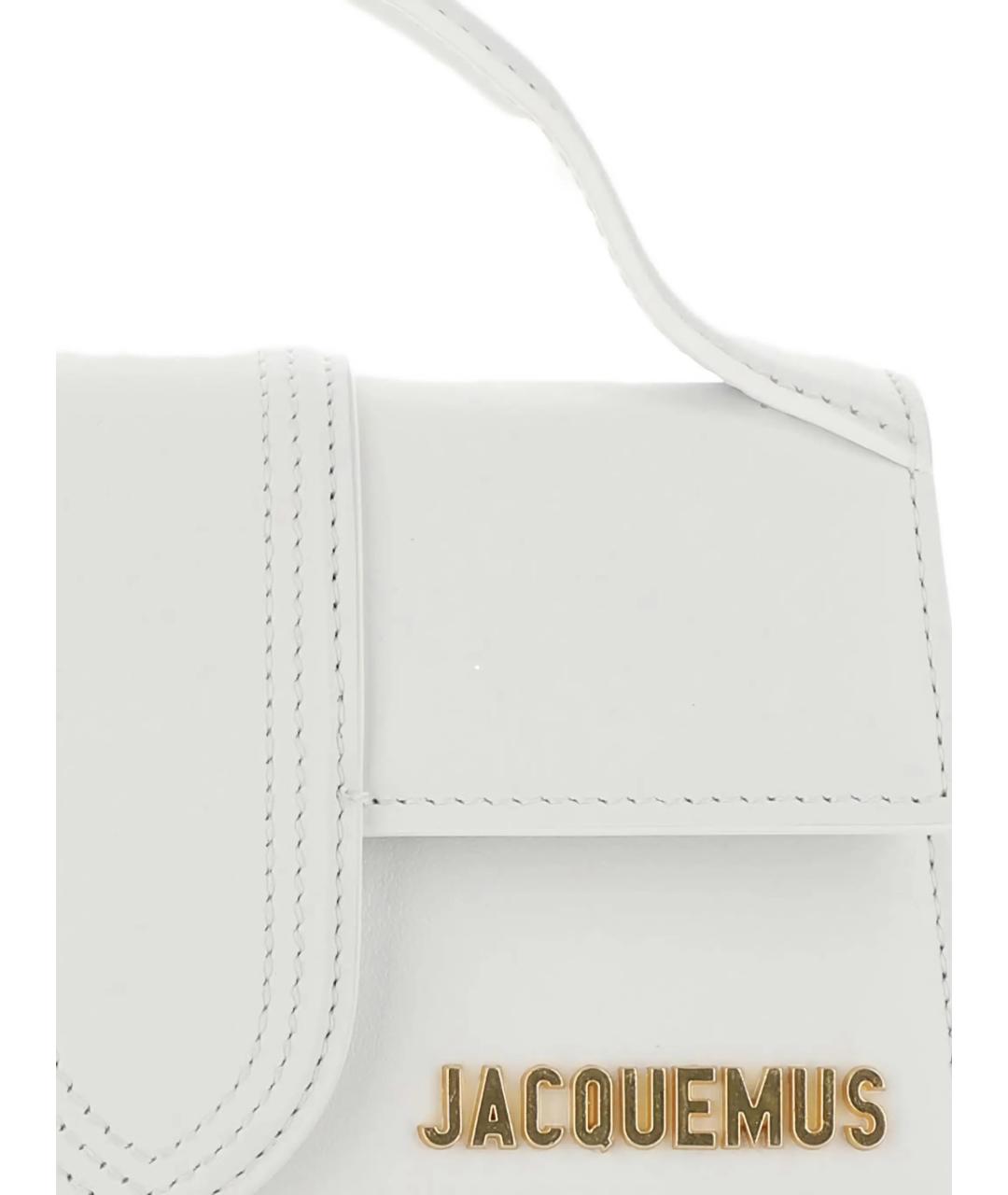 JACQUEMUS Белая кожаная сумка с короткими ручками, фото 4
