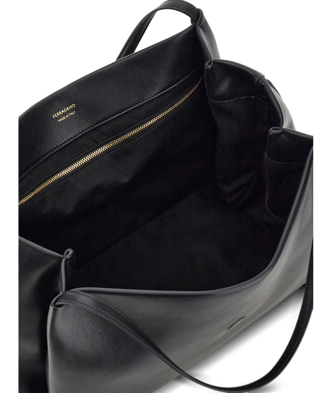 FERRAGAMO Черная кожаная сумка через плечо, фото 4