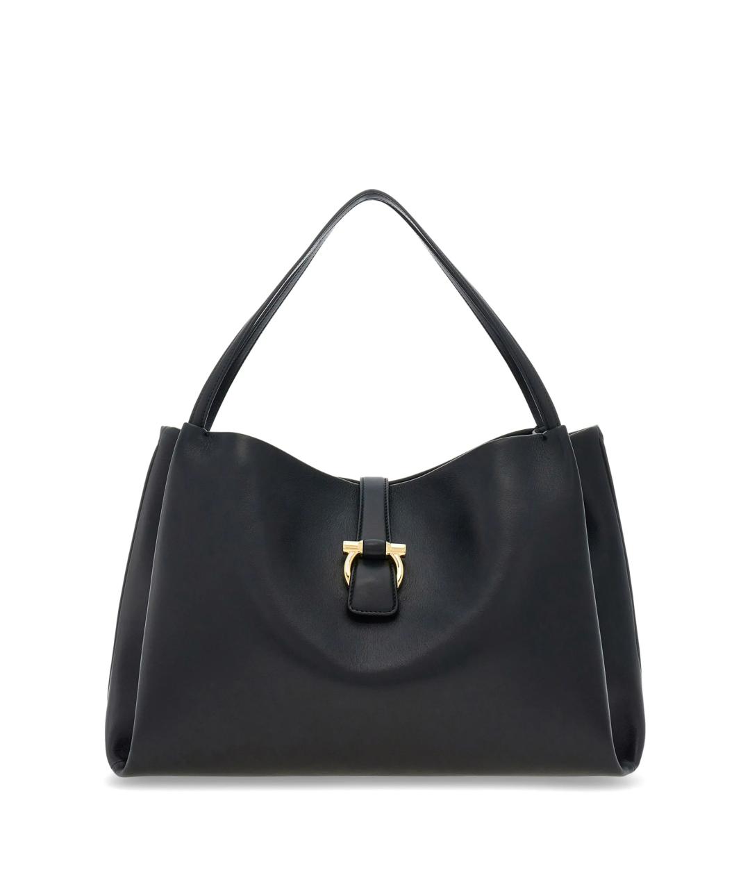 FERRAGAMO Черная кожаная сумка через плечо, фото 1