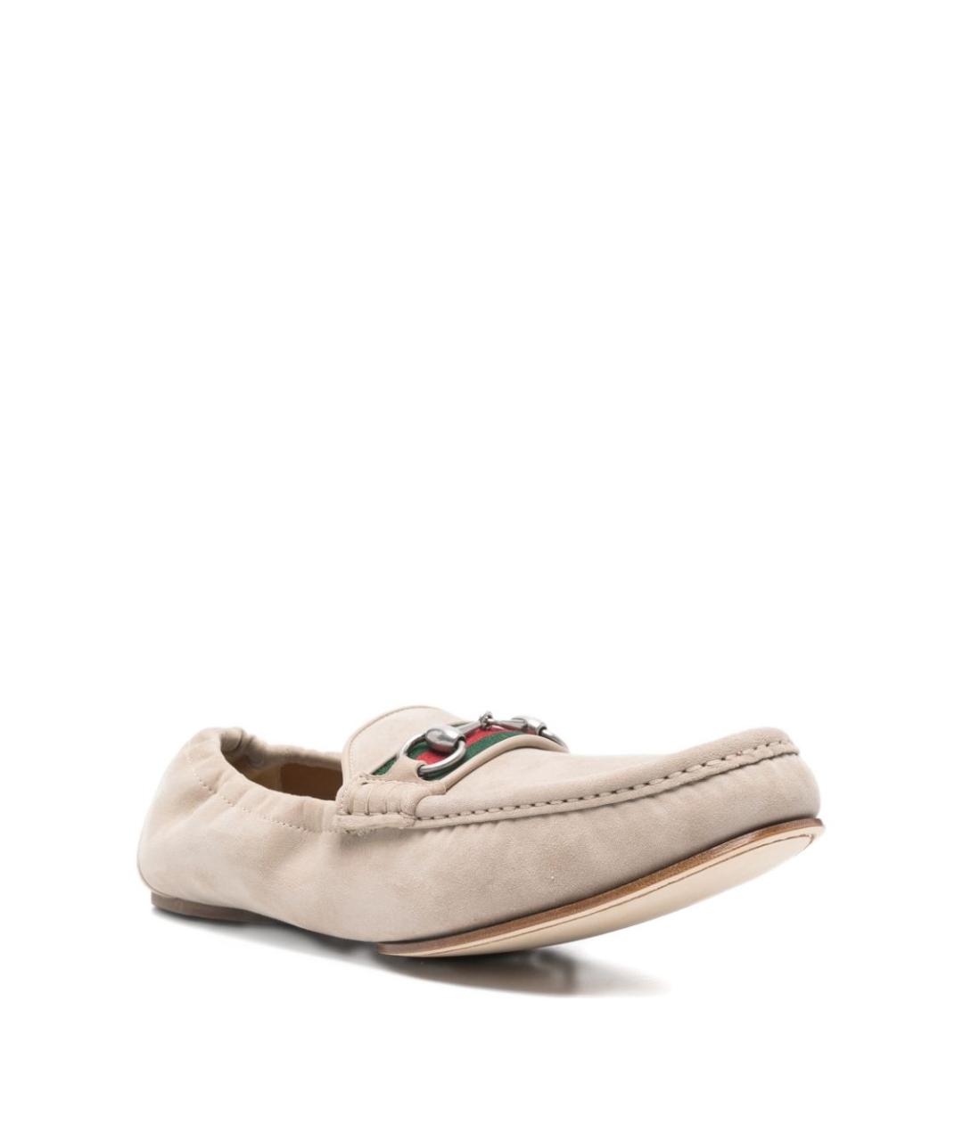 GUCCI Бежевые замшевые лоферы, фото 2