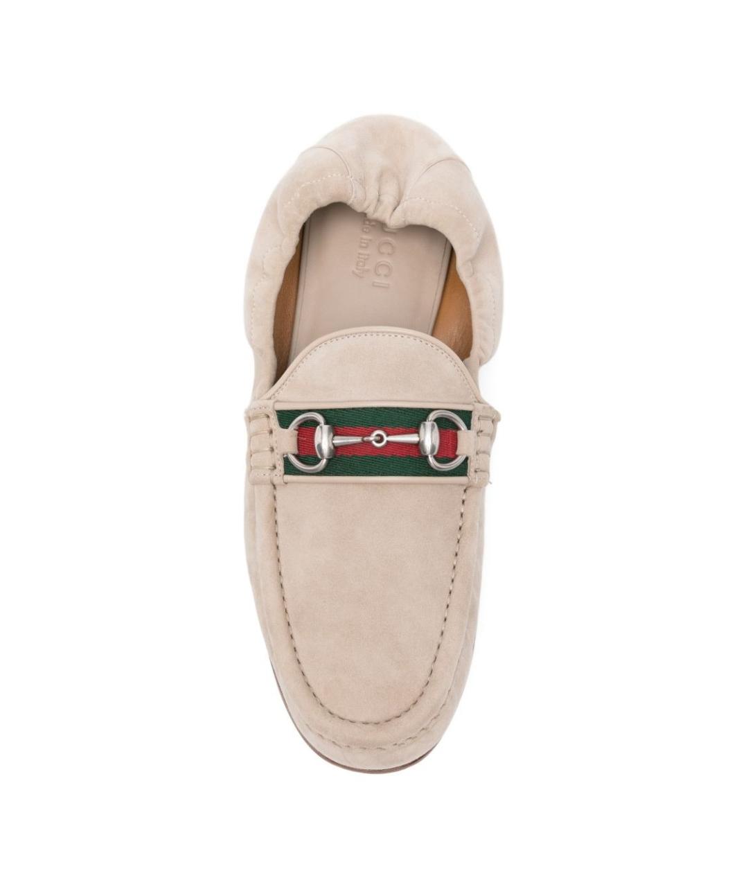 GUCCI Бежевые замшевые лоферы, фото 4