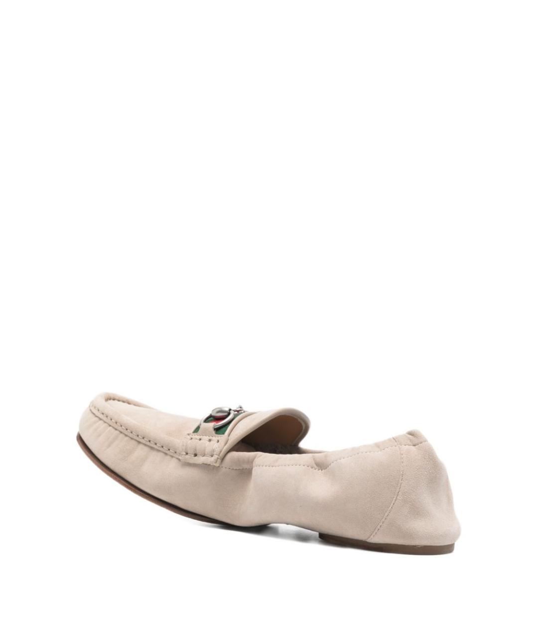 GUCCI Бежевые замшевые лоферы, фото 3