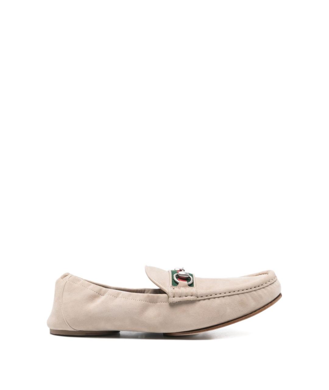 GUCCI Бежевые замшевые лоферы, фото 1