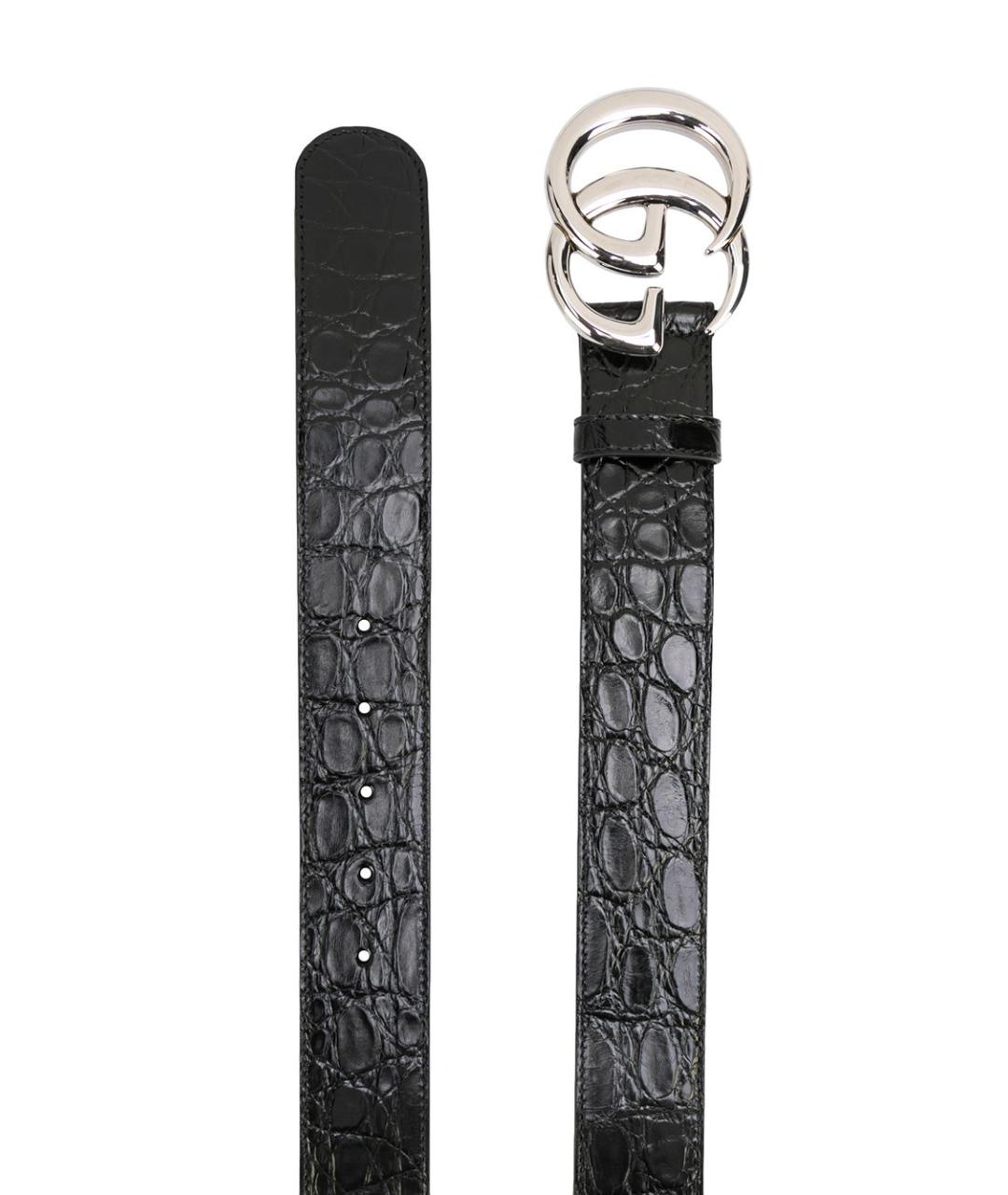 GUCCI Черный ремень из экзотической кожи, фото 2
