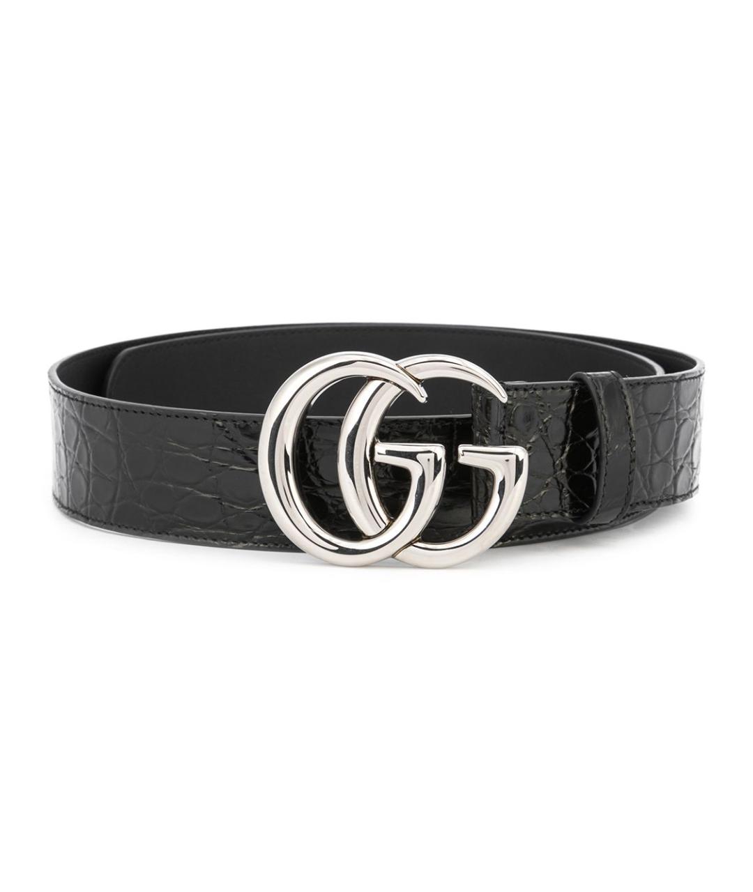 GUCCI Черный ремень из экзотической кожи, фото 1