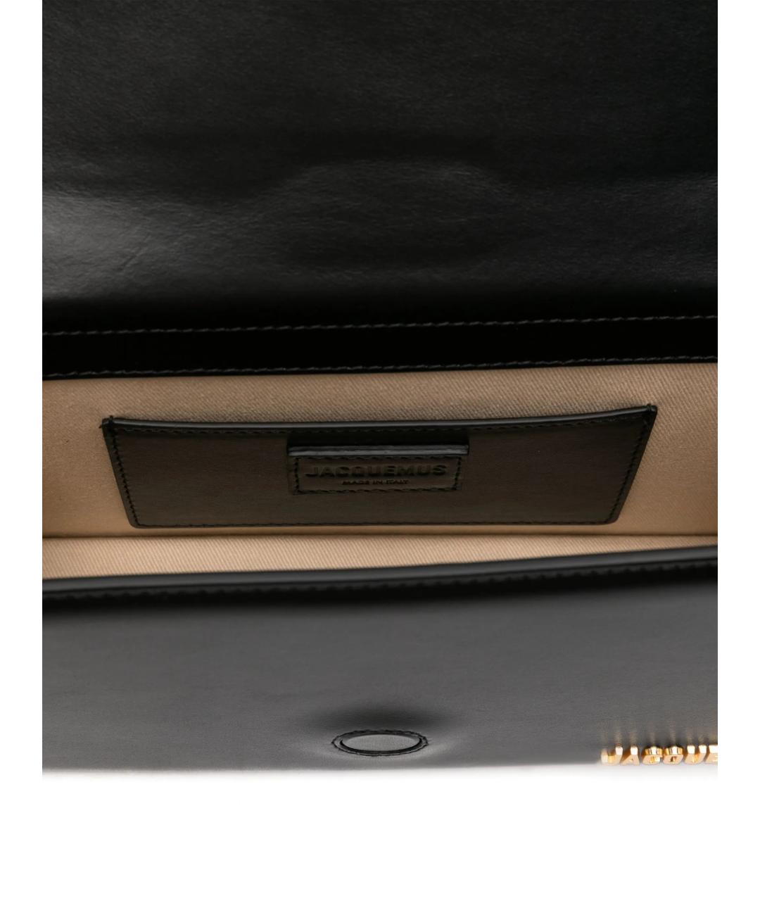 JACQUEMUS Черная кожаная сумка с короткими ручками, фото 4