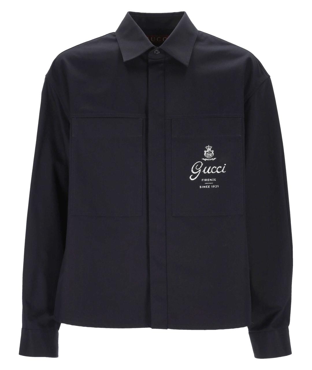 GUCCI Темно-синяя хлопковая кэжуал рубашка, фото 1