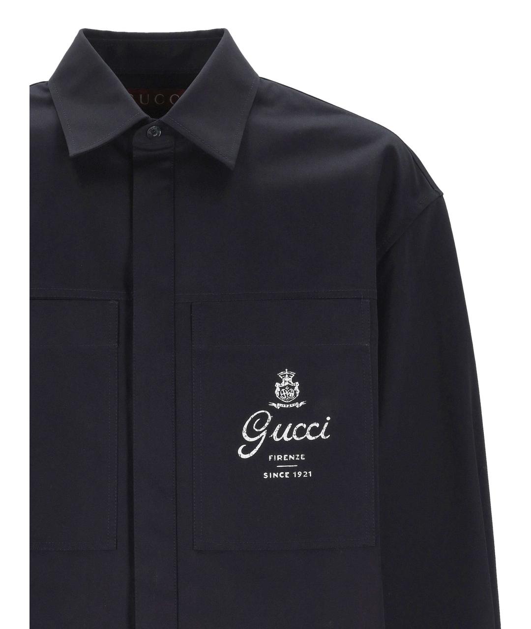 GUCCI Темно-синяя хлопковая кэжуал рубашка, фото 2