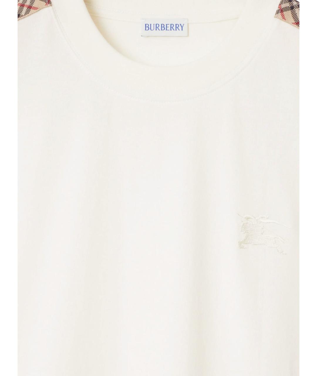 BURBERRY Белая хлопковая футболка, фото 2