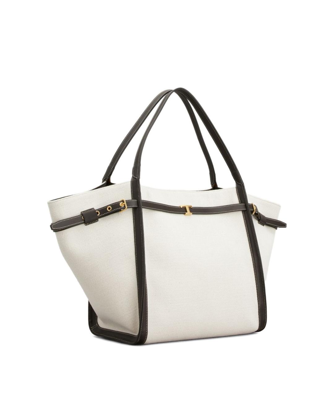 TOD'S Белая кожаная сумка тоут, фото 2