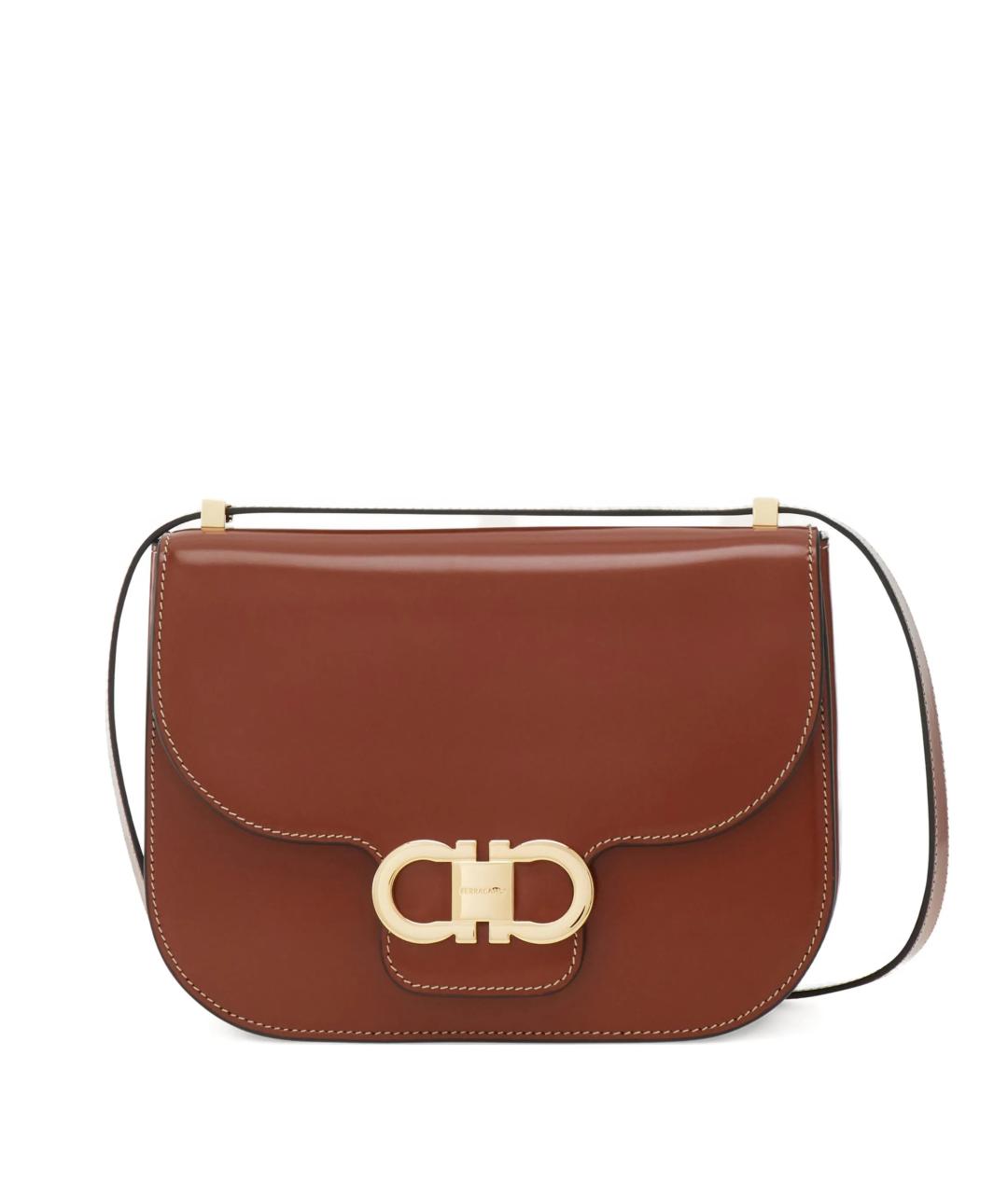 FERRAGAMO Коричневая кожаная сумка через плечо, фото 1