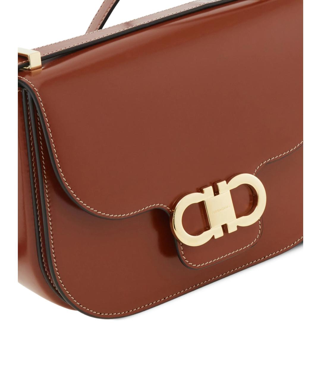 FERRAGAMO Коричневая кожаная сумка через плечо, фото 3