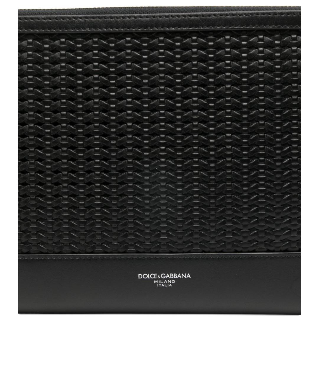 DOLCE&GABBANA Черная кожаная барсетка, фото 4