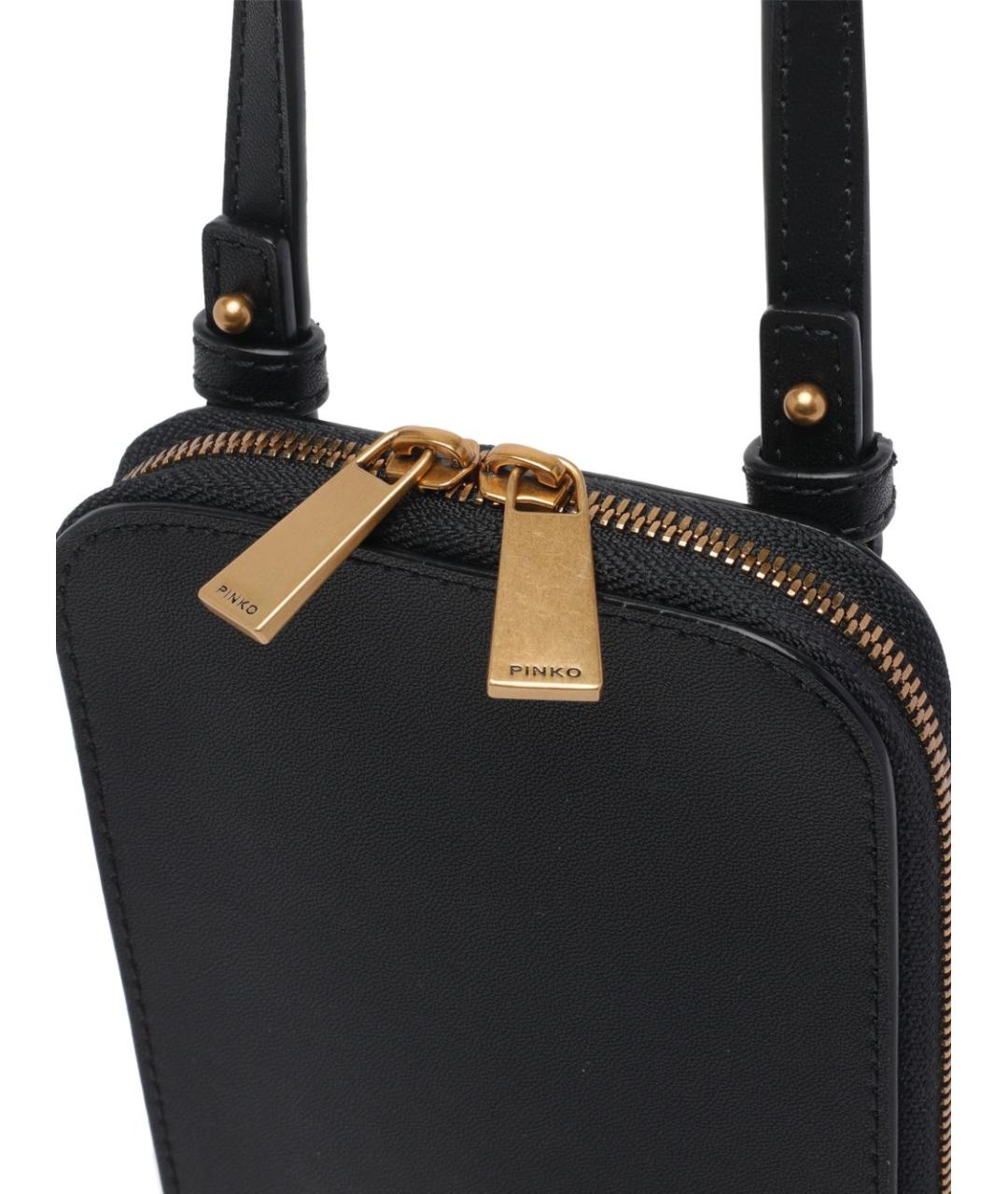 PINKO Черная кожаная сумка через плечо, фото 4
