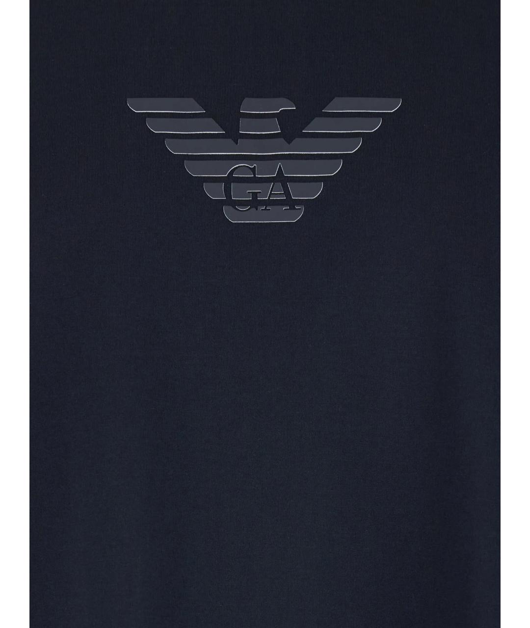 EMPORIO ARMANI Темно-синяя хлопковая футболка, фото 2