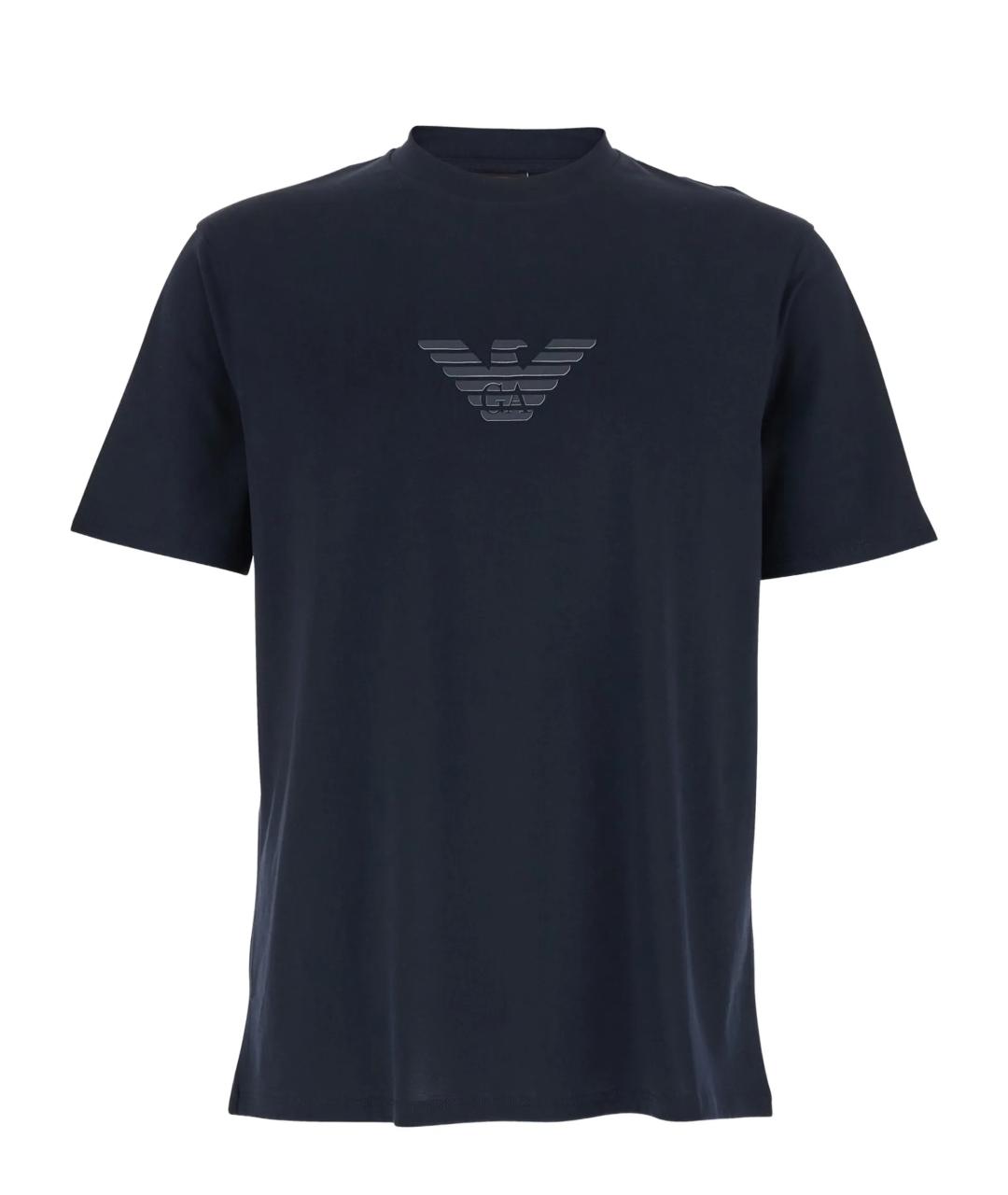 EMPORIO ARMANI Темно-синяя хлопковая футболка, фото 1