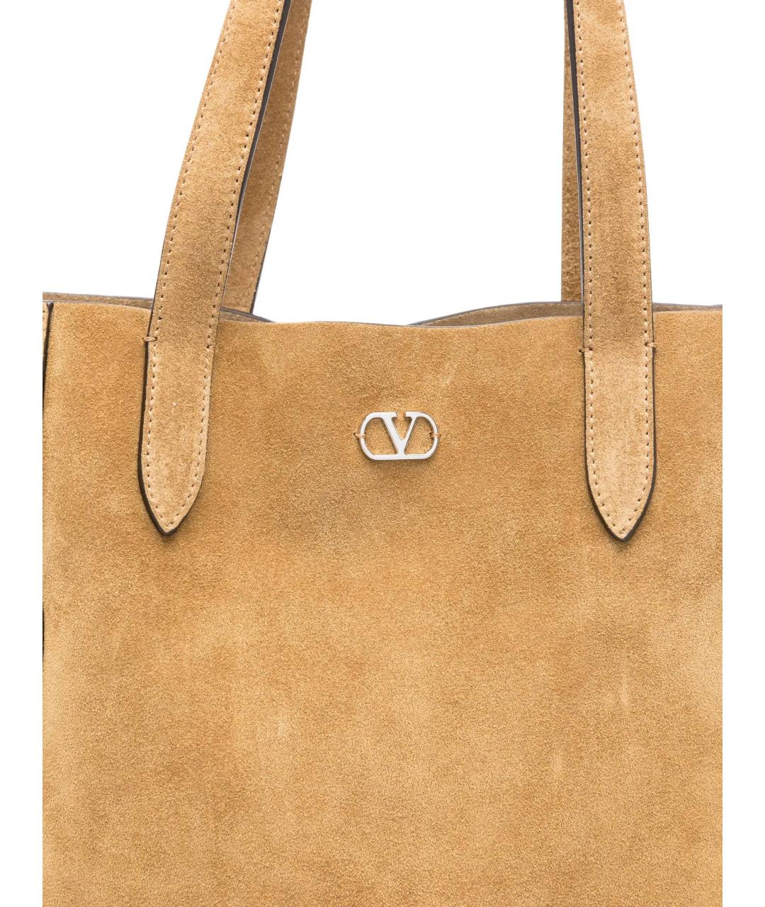 VALENTINO Бежевая замшевая сумка тоут, фото 3