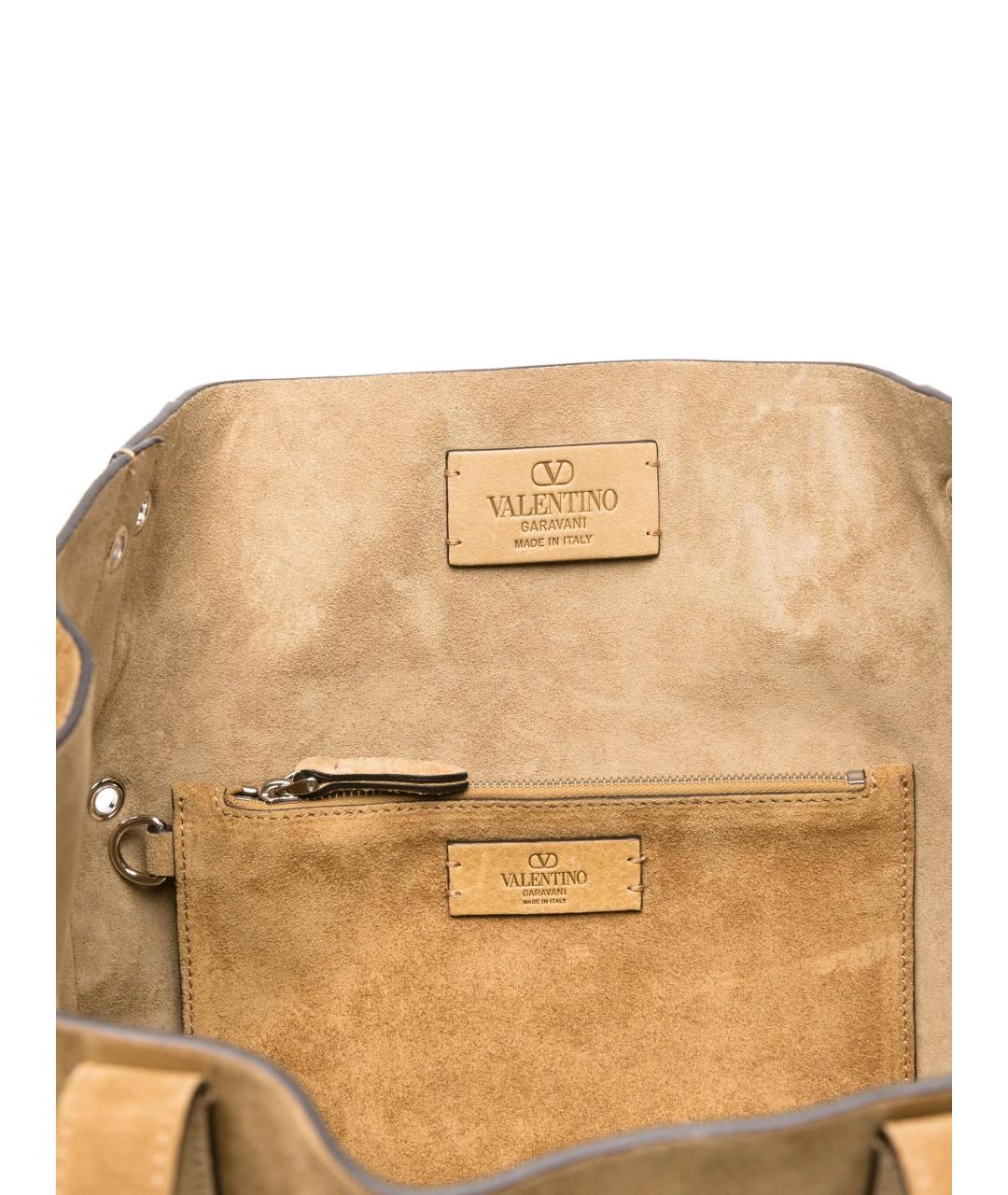 VALENTINO Бежевая замшевая сумка тоут, фото 4