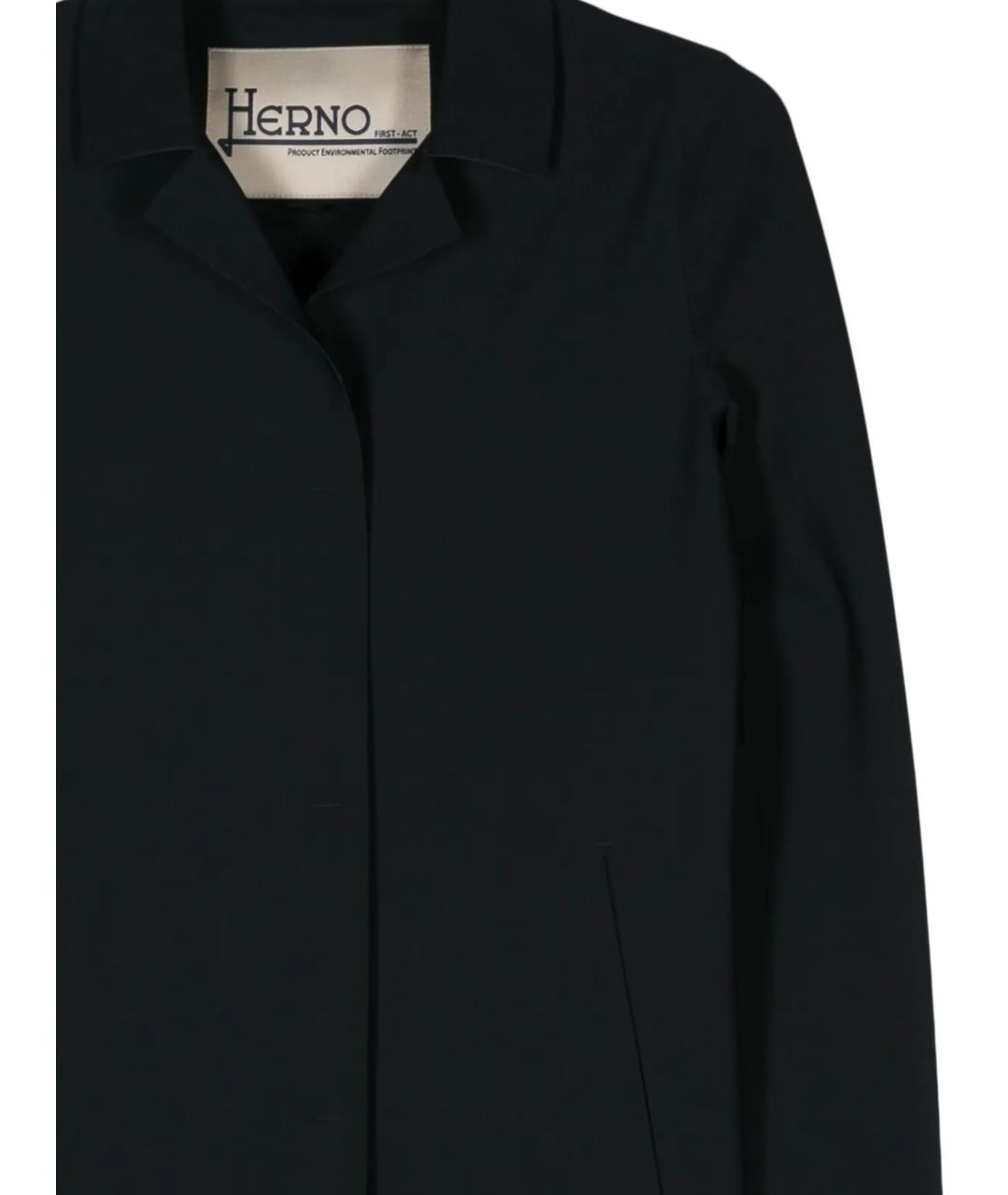 HERNO Черное полиамидовое пальто, фото 2