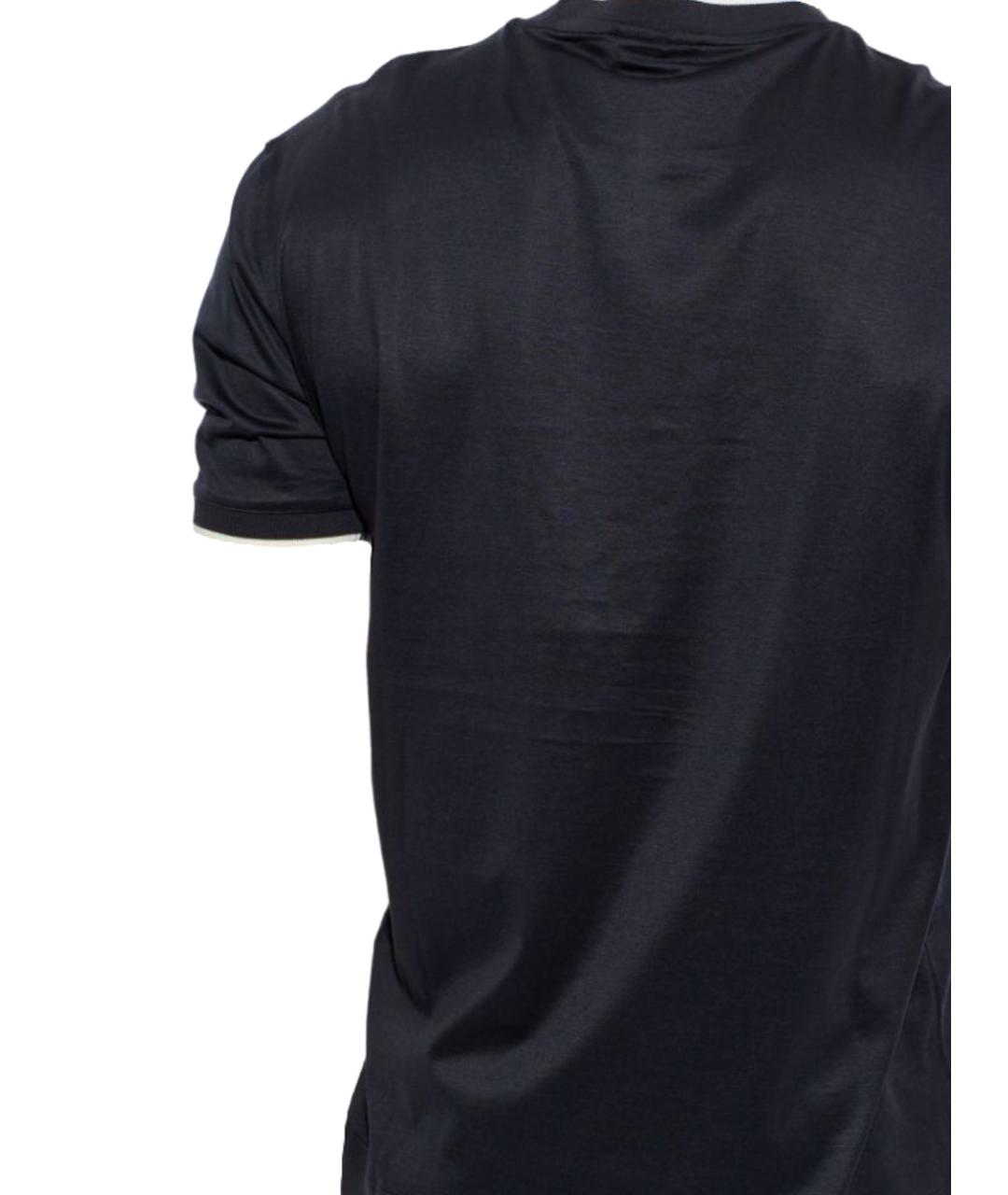 EMPORIO ARMANI Темно-синяя хлопковая футболка, фото 3