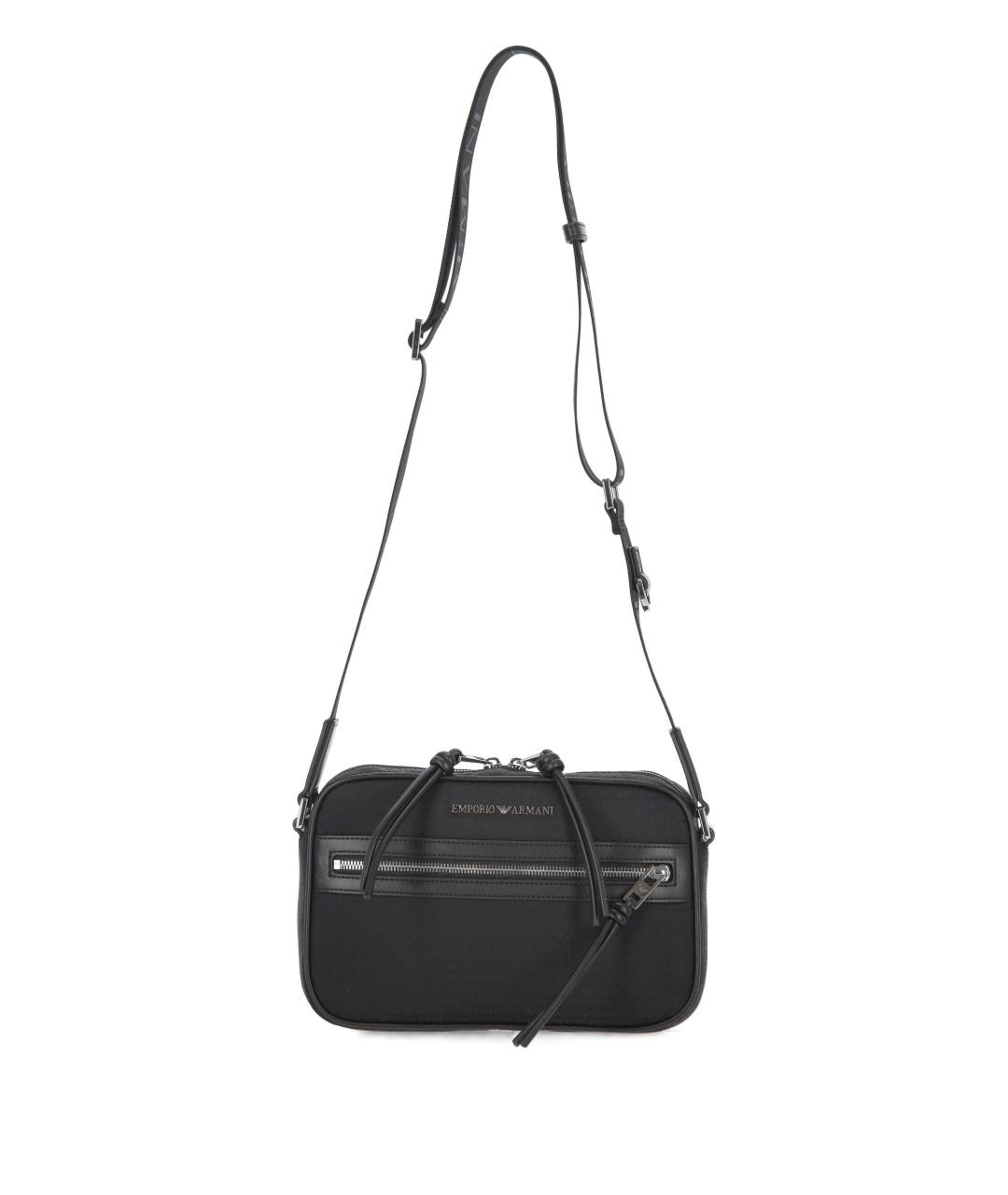 EMPORIO ARMANI Черная тканевая сумка на плечо, фото 1
