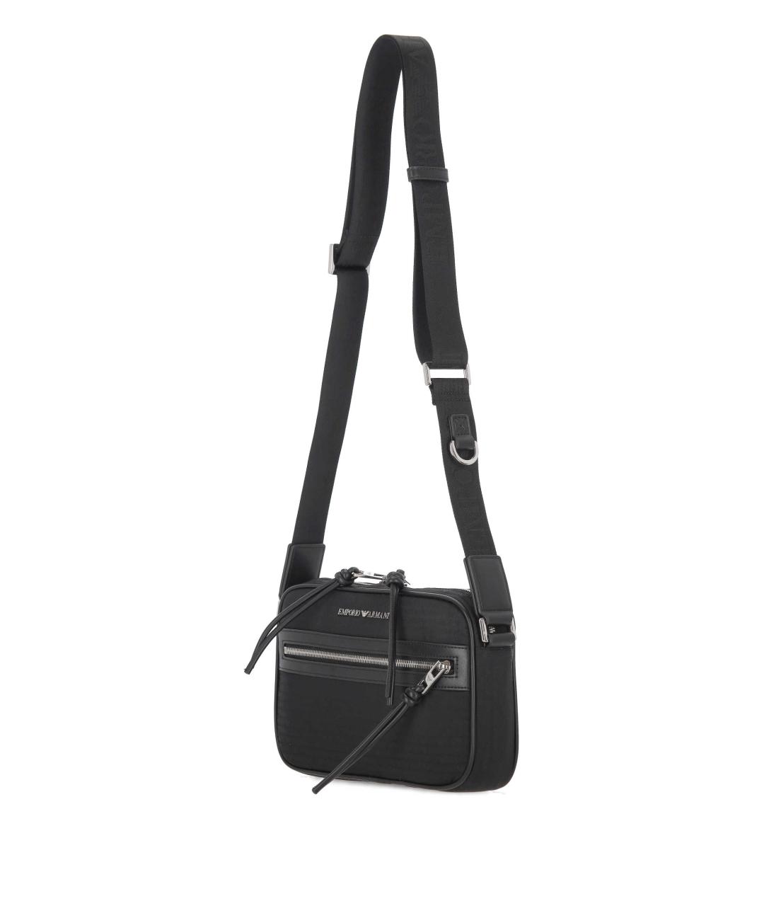 EMPORIO ARMANI Черная тканевая сумка на плечо, фото 2