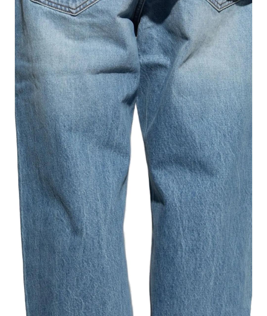JACQUEMUS Синие хлопко-полиэстеровые прямые джинсы, фото 3